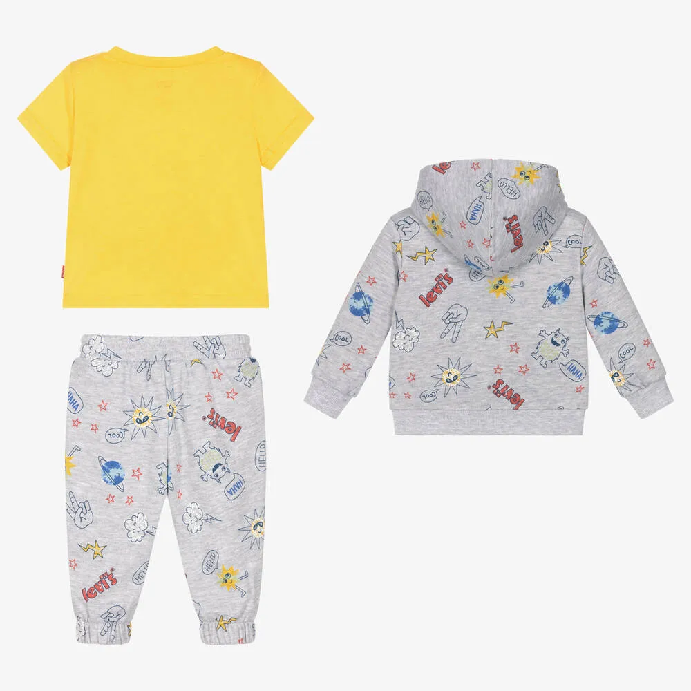 Boys Grey & Yellow Tracksuit Set