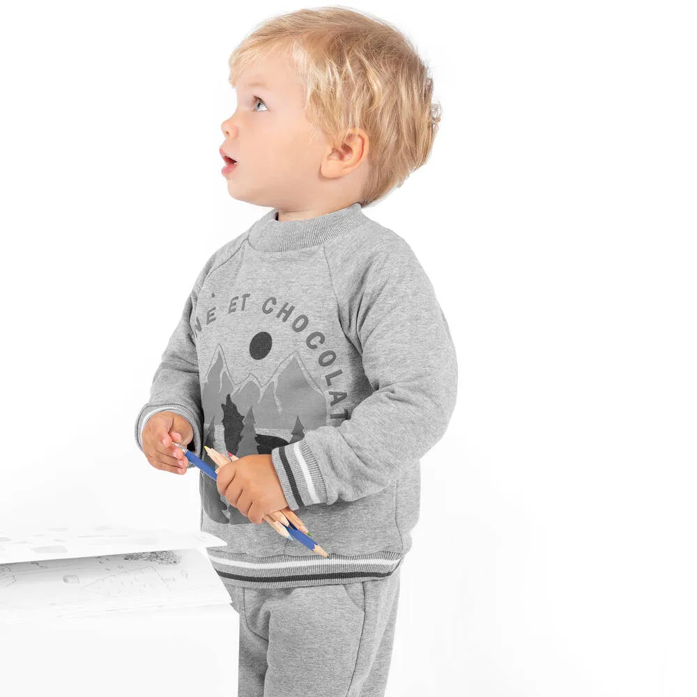 Grey Cotton Boys Tracksuit