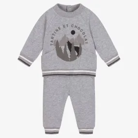 Grey Cotton Boys Tracksuit