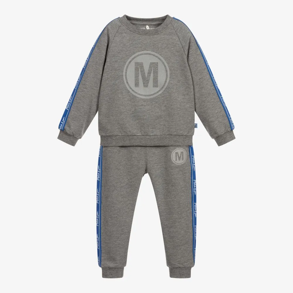 Boys Grey Cotton Tracksuit