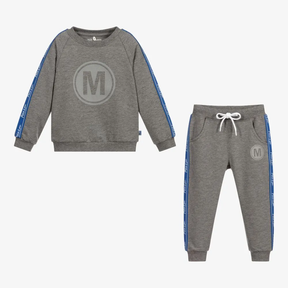 Boys Grey Cotton Tracksuit