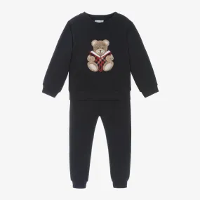 Boys Navy Blue Cotton Teddy Bear Tracksuit