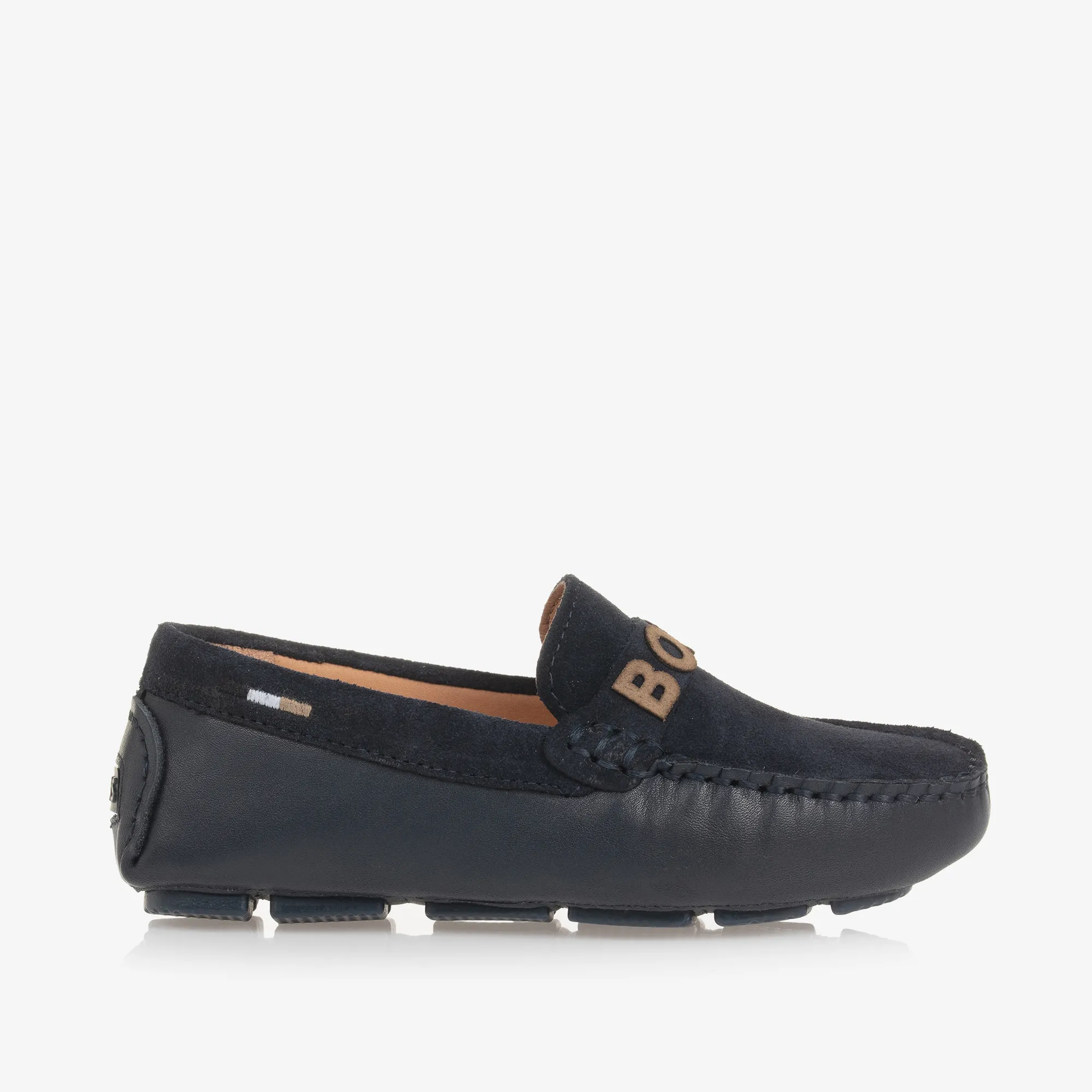 Boys Navy Blue Leather Moccasins