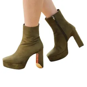 Breathable Non-slip Platform Heel Boots for Women with Comfortable Sole, Handmade