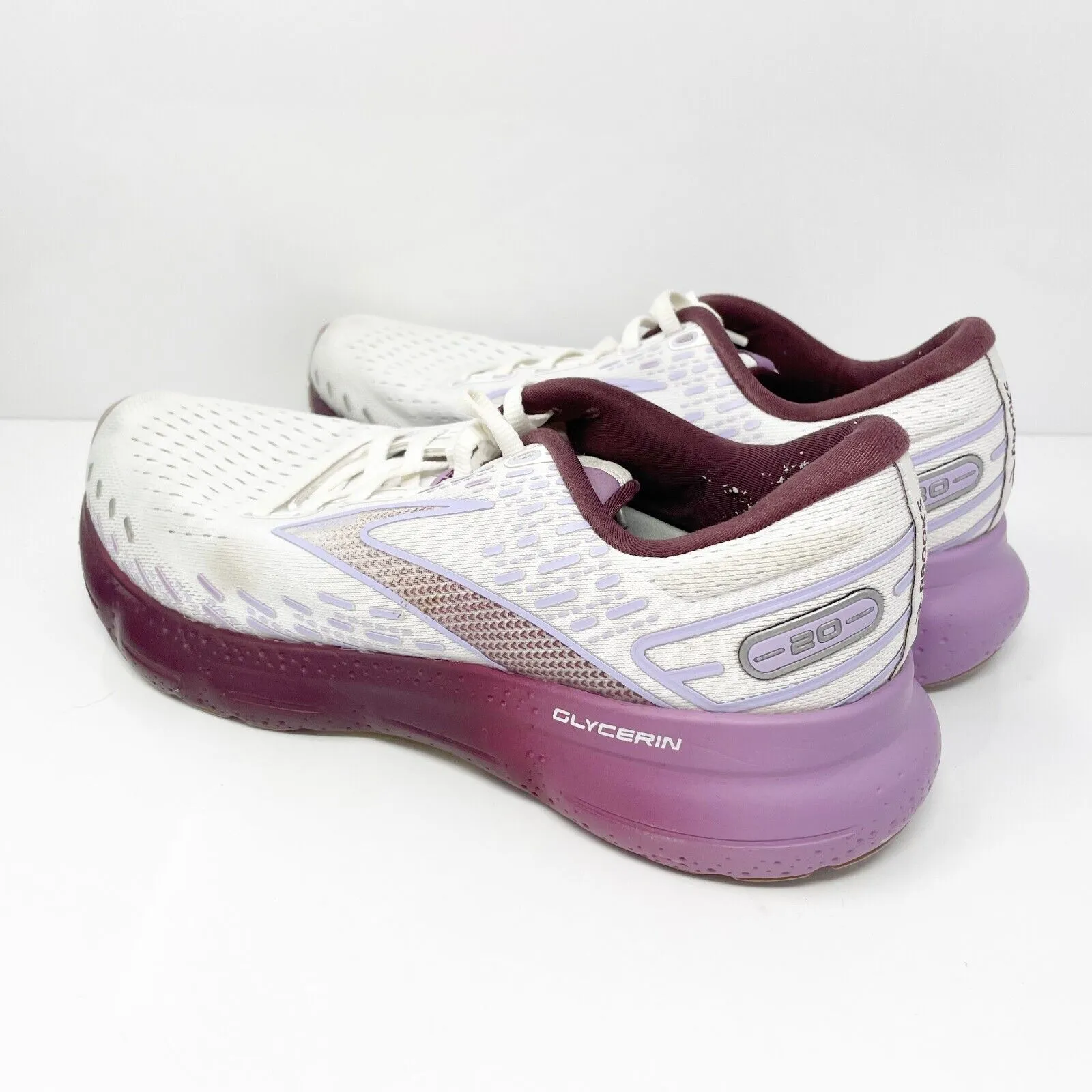 Brooks Womens Glycerin 20 1203691B168 White Running Shoes Sneakers Size 10 B