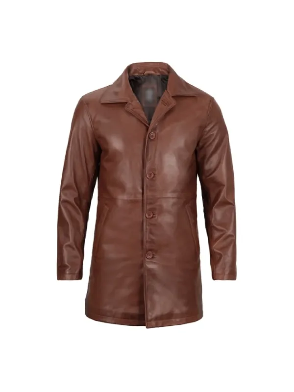 Brown Leather Men's Coat