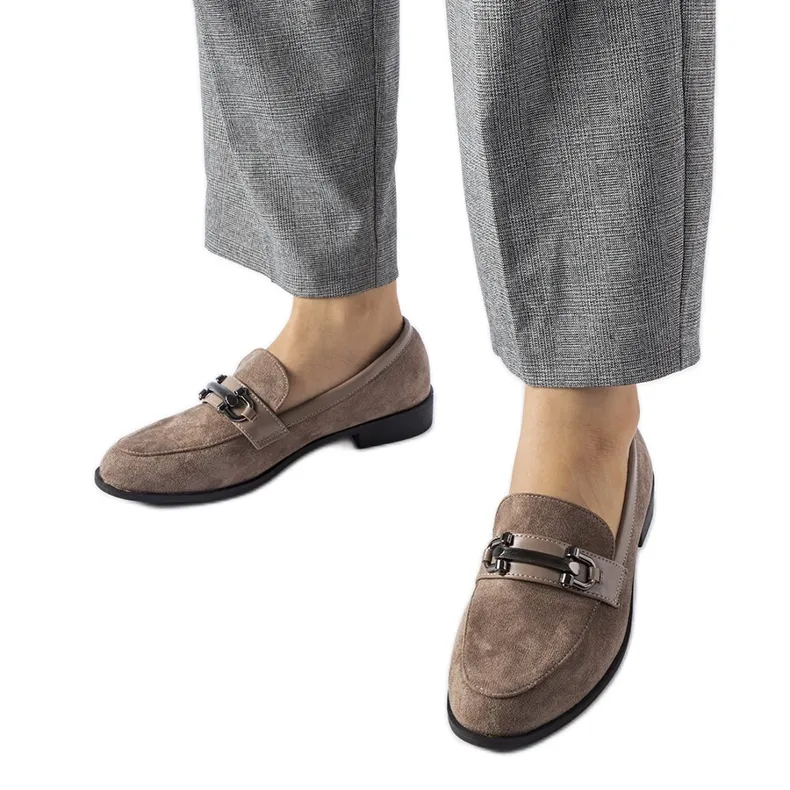 Brown Moccasins with Eco-Suede Buckle