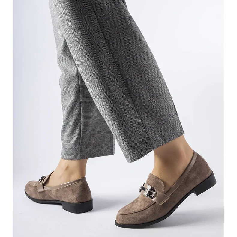 Brown Moccasins with Eco-Suede Buckle