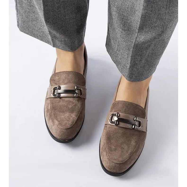 Brown Moccasins with Eco-Suede Buckle