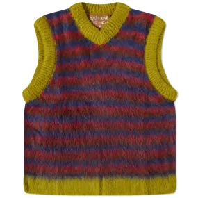 Brown Multi Alpaca Knit Vest with Blurry Lines