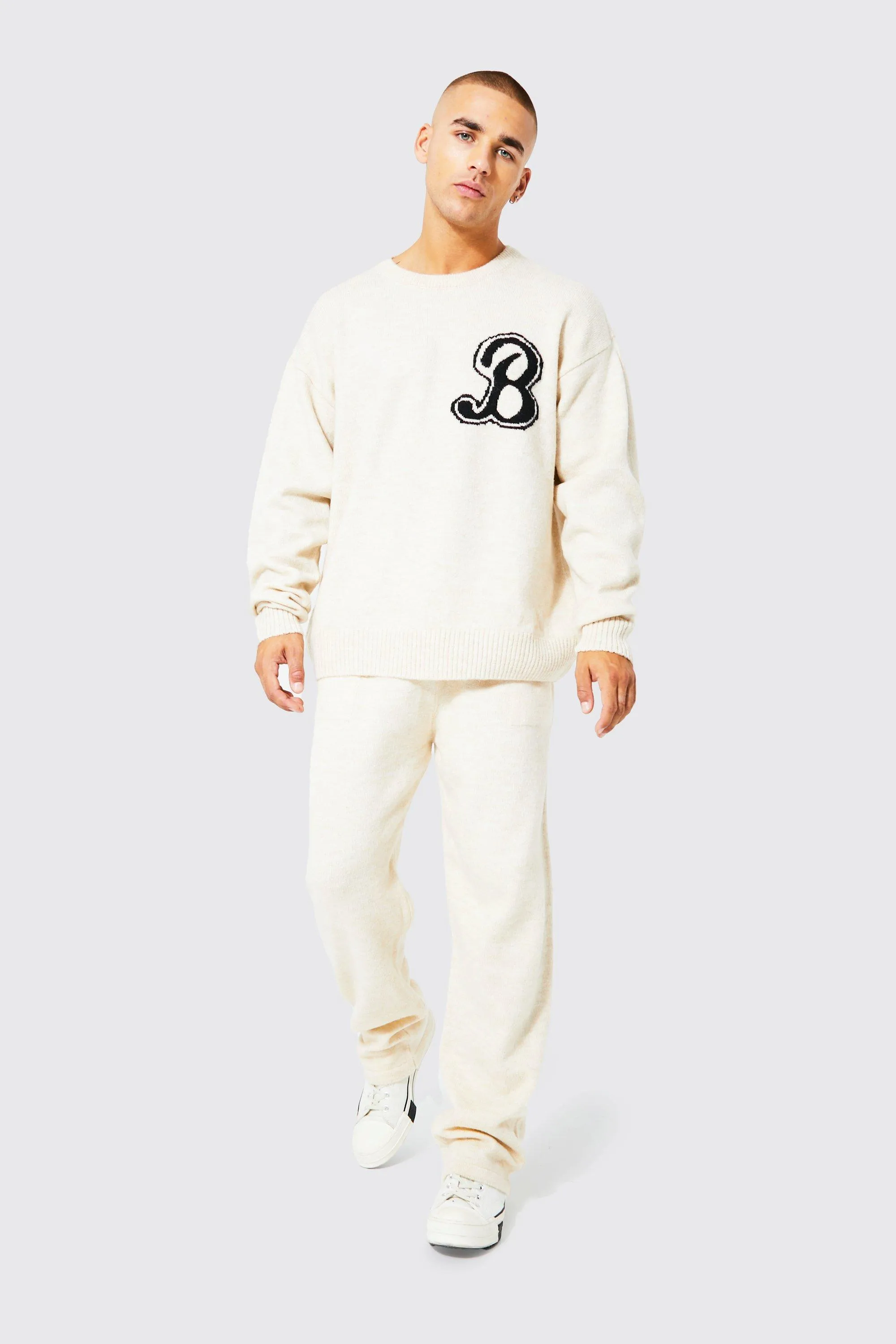 Brushed Knitted B Oversized Tracksuit 