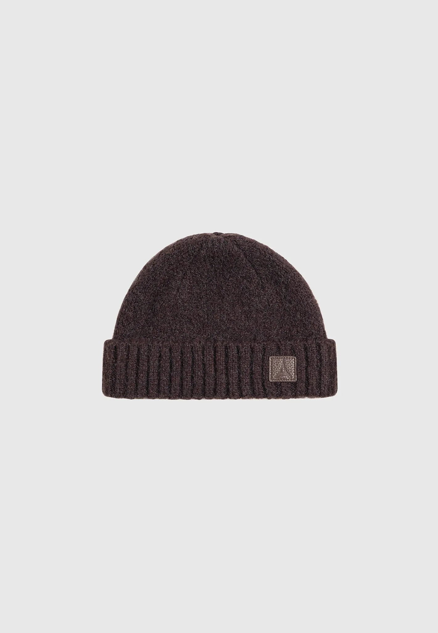 Brushed Wool Knit Beanie - Brown