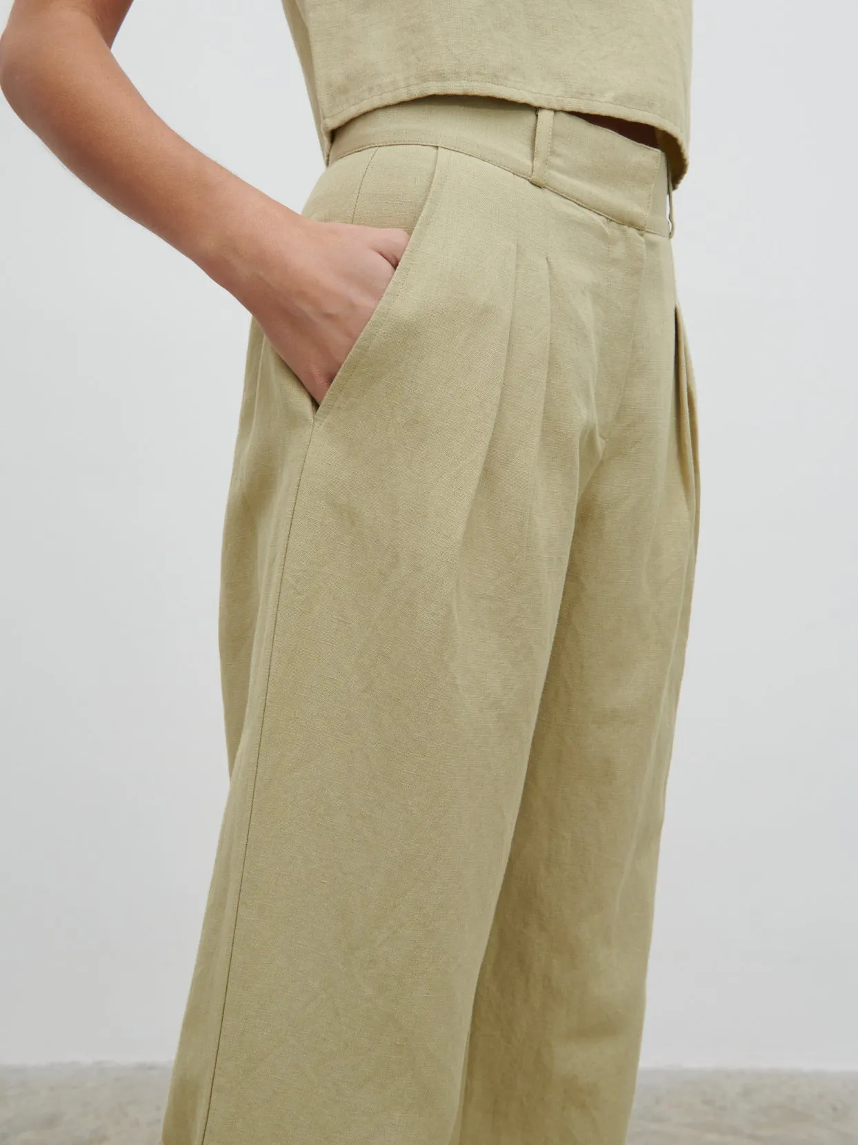 Bryony Linen Trousers - Olive