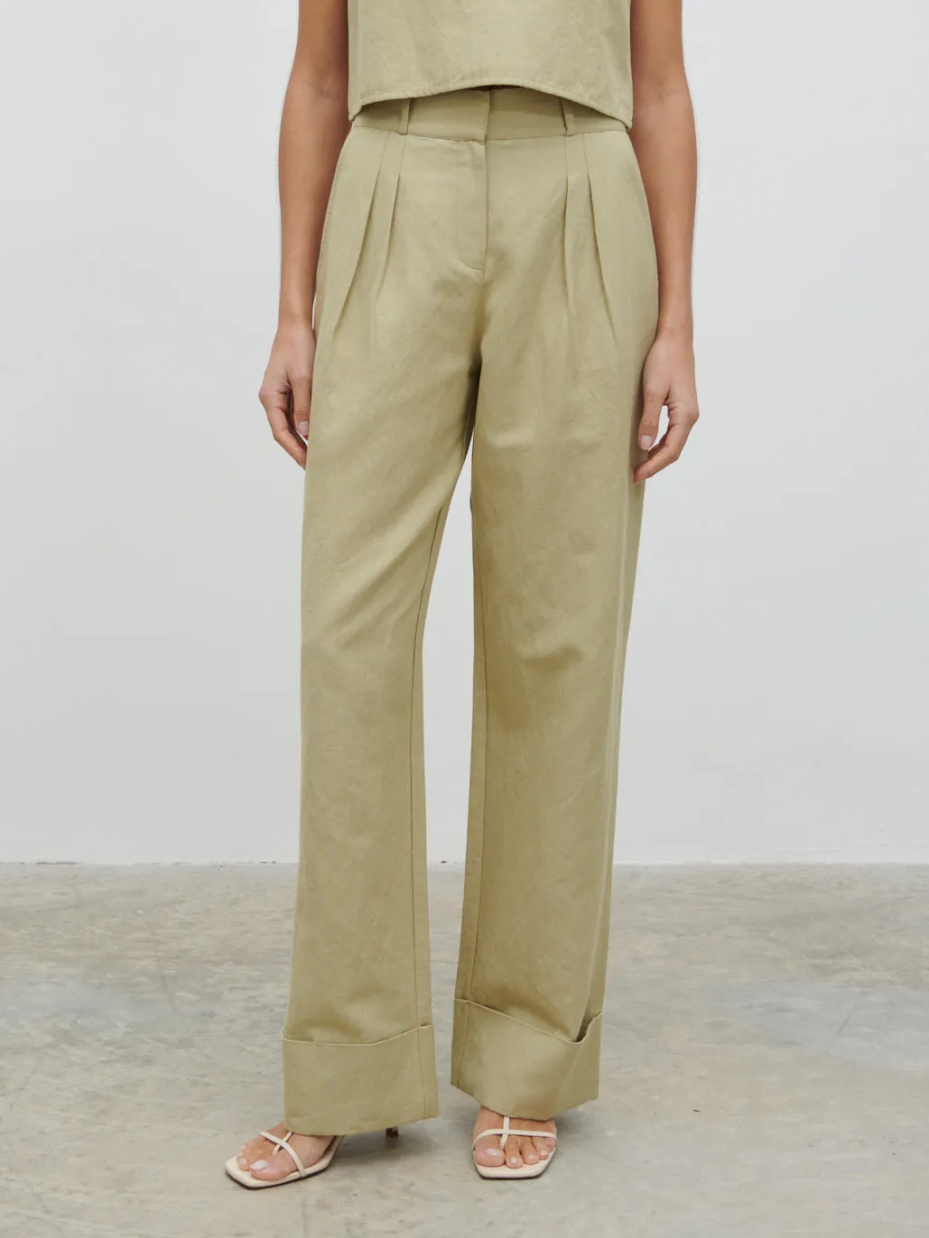 Bryony Linen Trousers - Olive