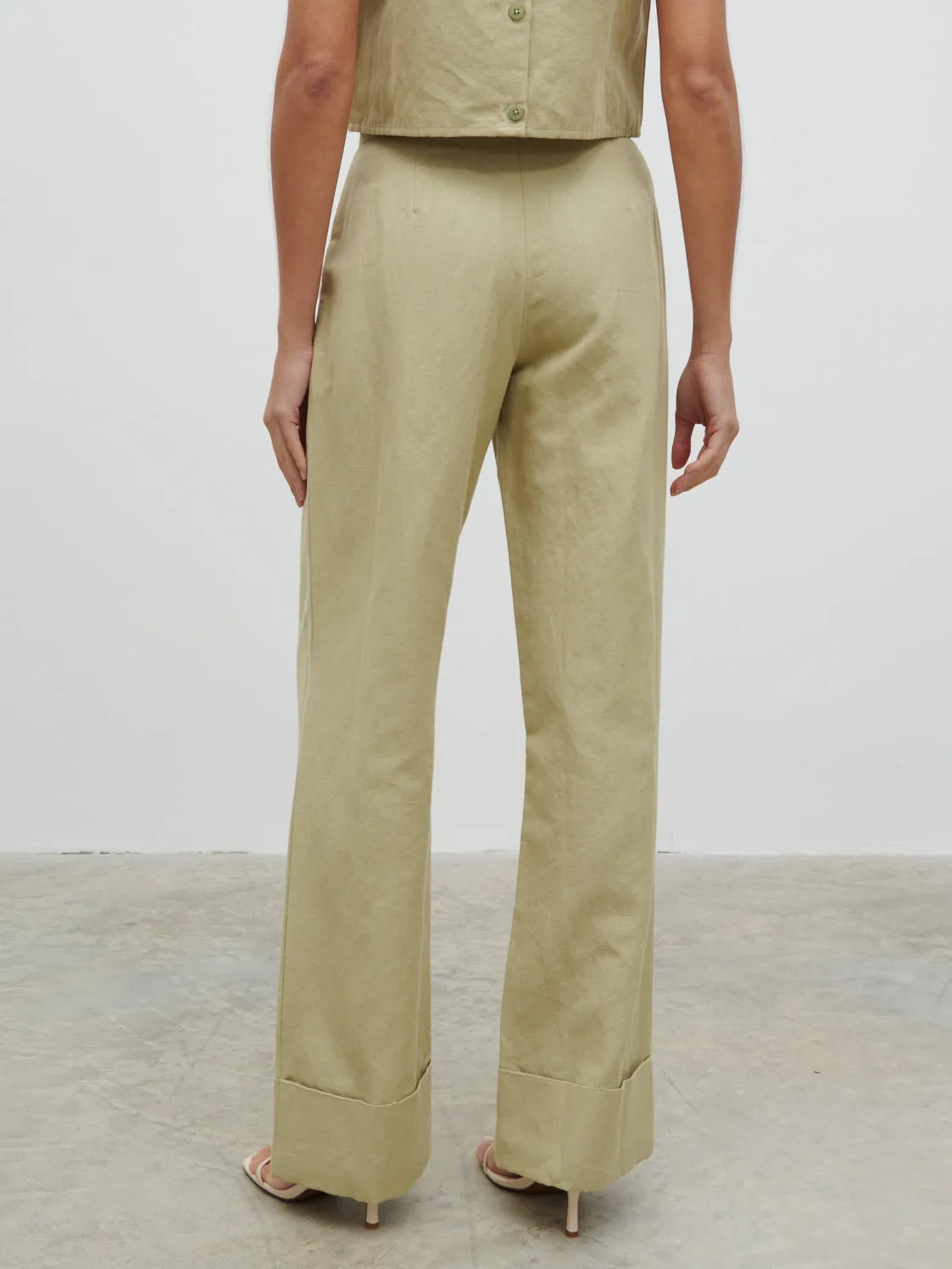 Bryony Linen Trousers - Olive