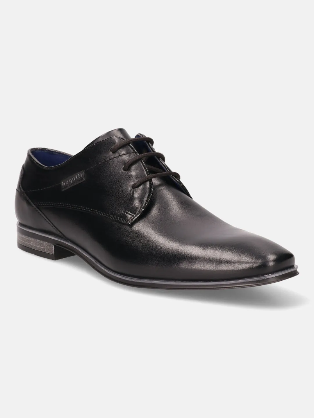 bugatti Black Premium Leather Formal Derby Shoes