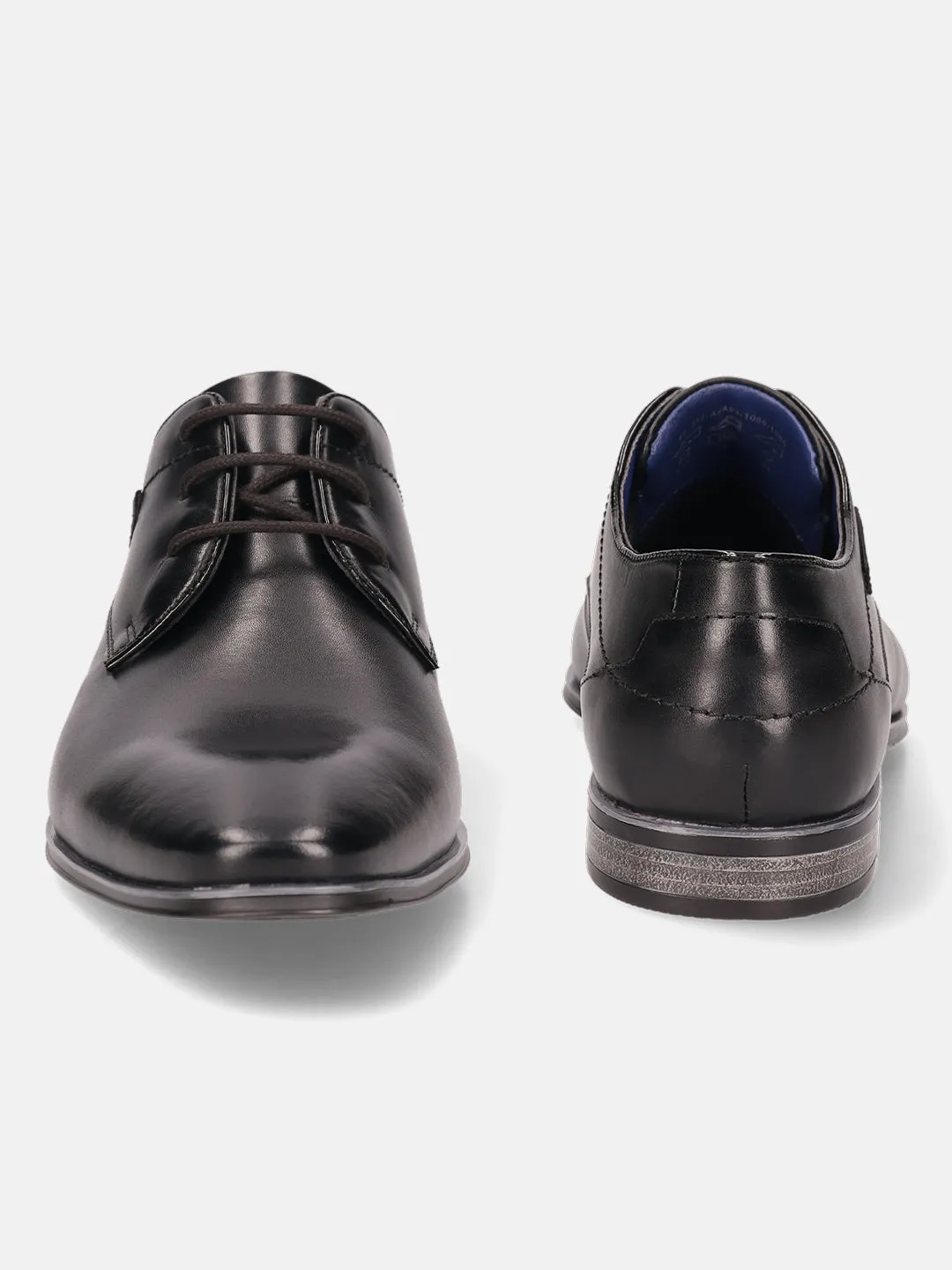 bugatti Black Premium Leather Formal Derby Shoes