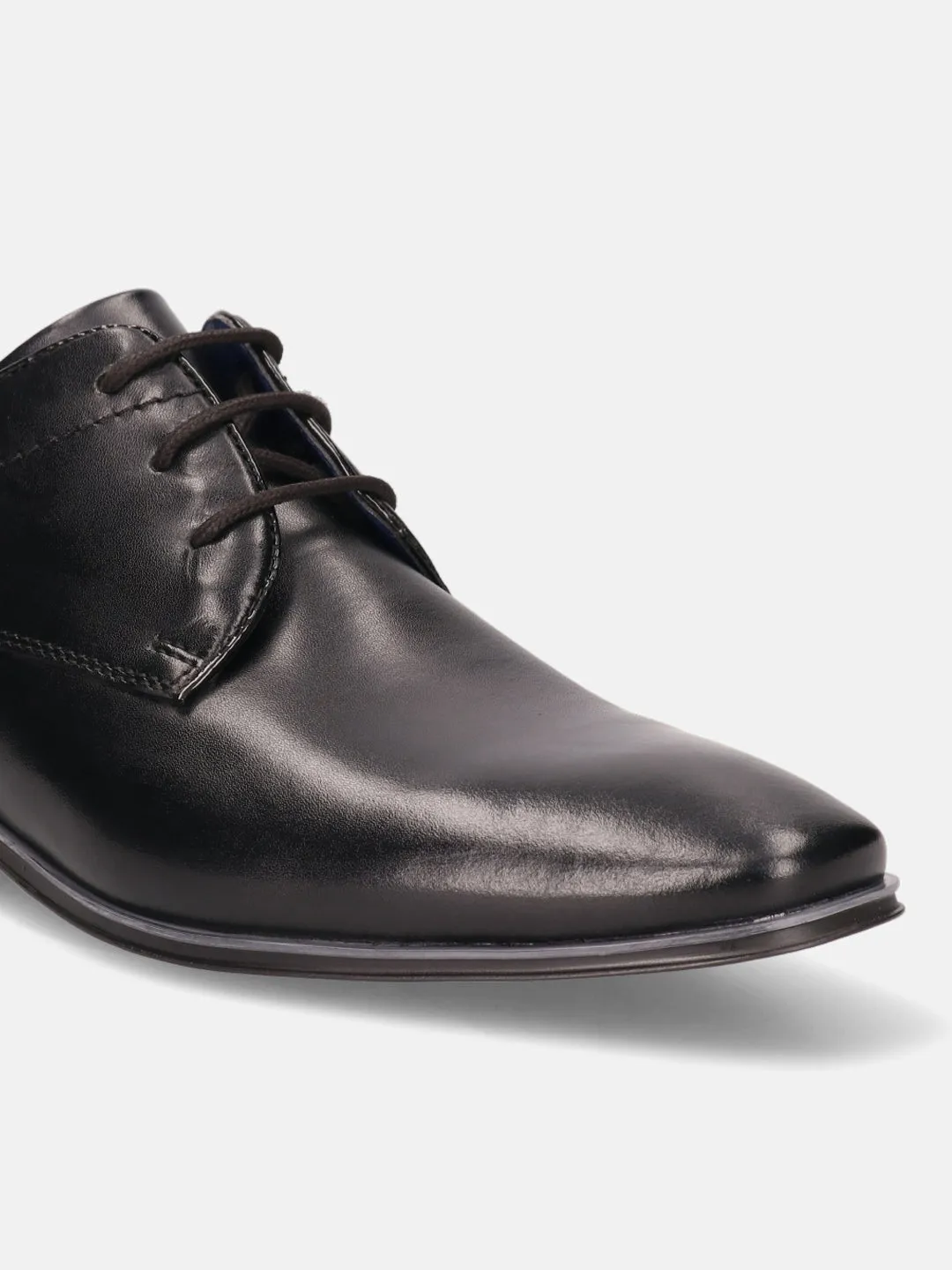 bugatti Black Premium Leather Formal Derby Shoes