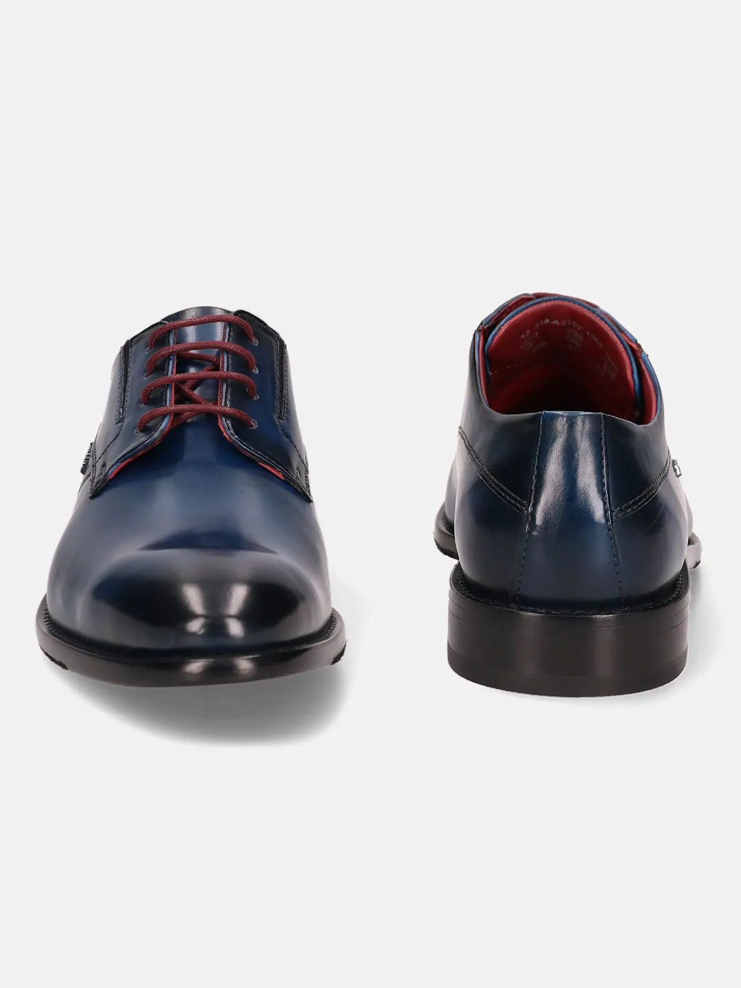 bugatti Blue Premium Leather Derby Shoes