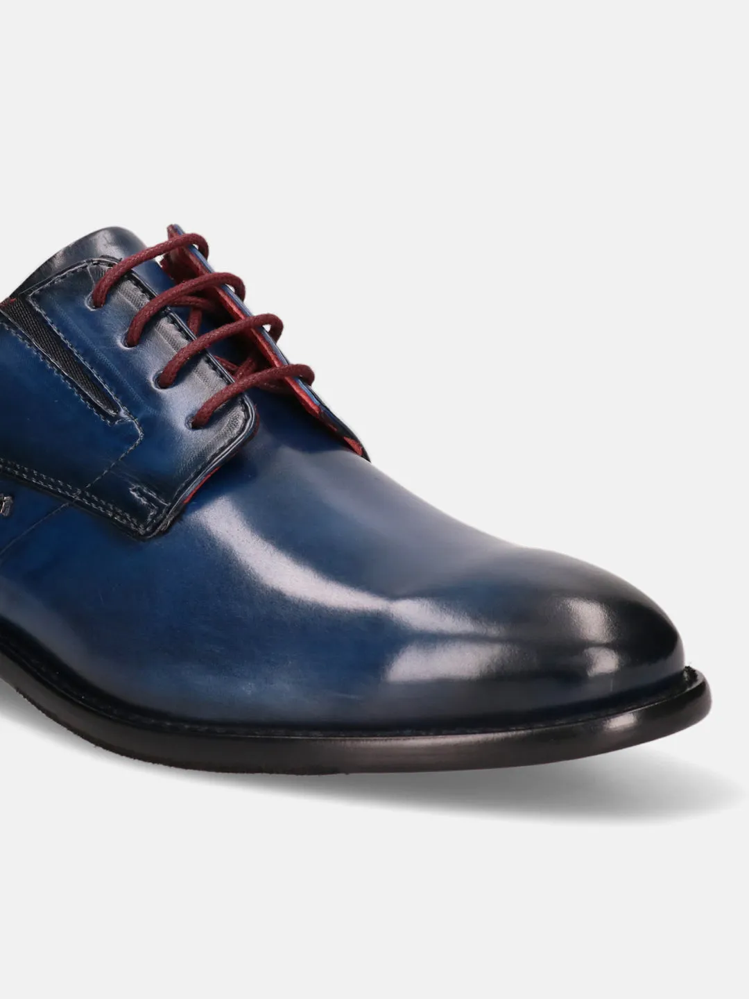 bugatti Blue Premium Leather Derby Shoes