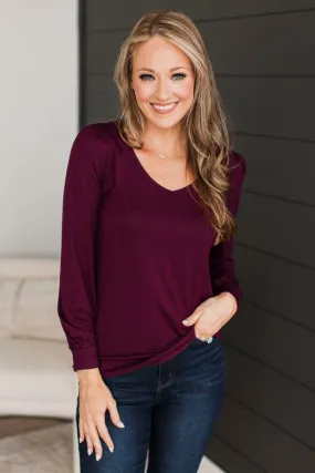 Burgundy Knit Top with Fresh Perspective