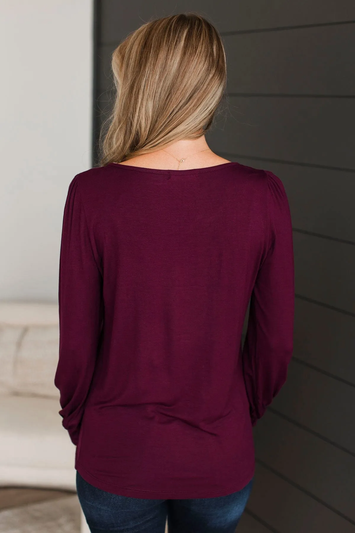 Burgundy Knit Top with Fresh Perspective