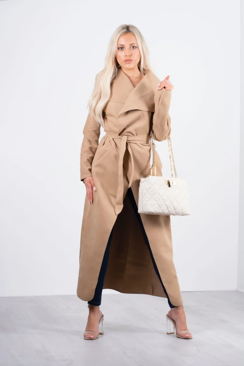 Oversized Camel Maxi Length Belted Coat