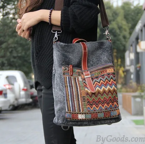 Canvas Backpacks with Zigzag Design - Fresh Folk Original