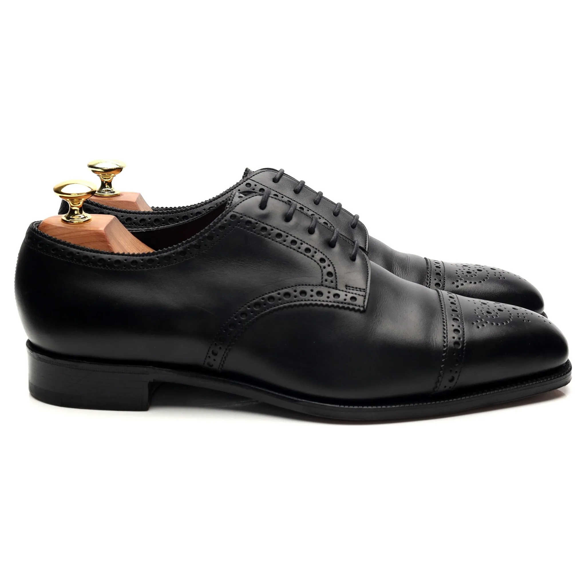 'Cardiff' Black Leather Cap Toe Derby UK 8.5 E