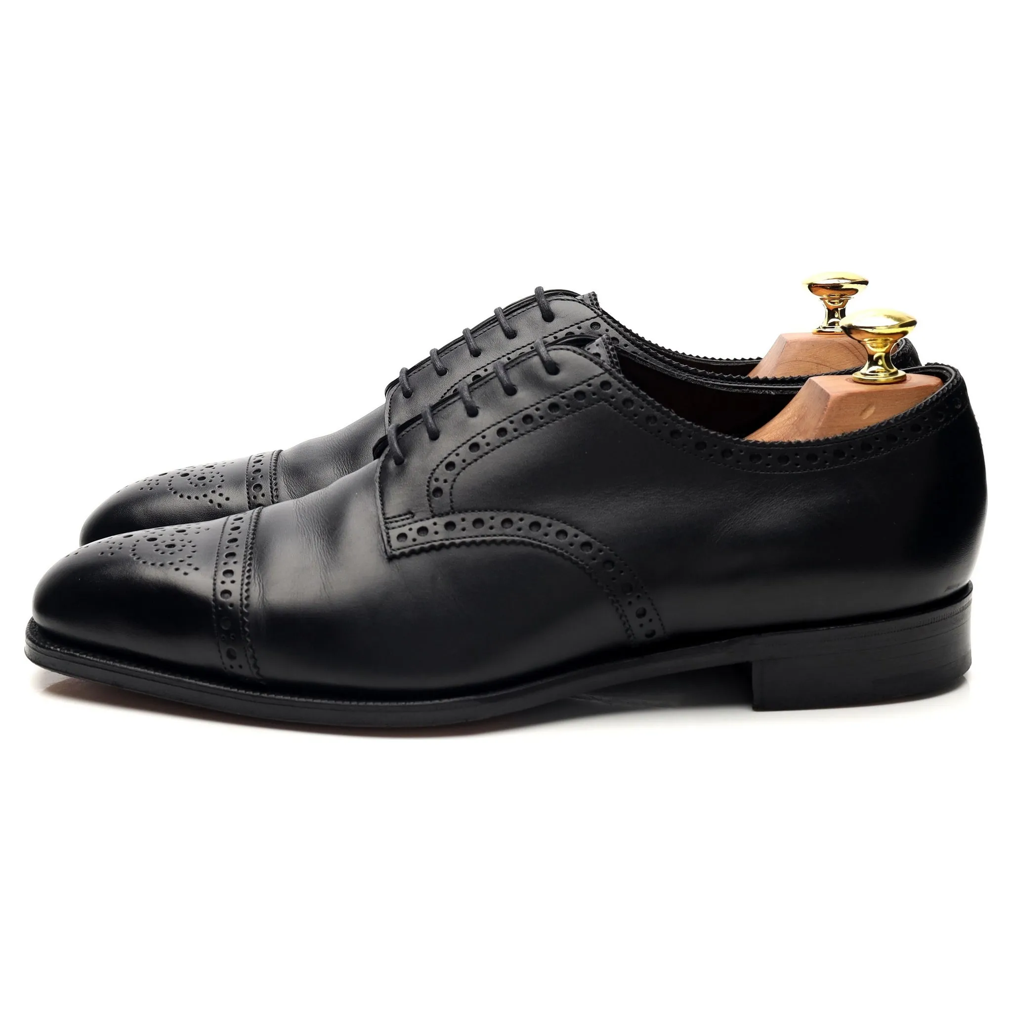 'Cardiff' Black Leather Cap Toe Derby UK 8.5 E