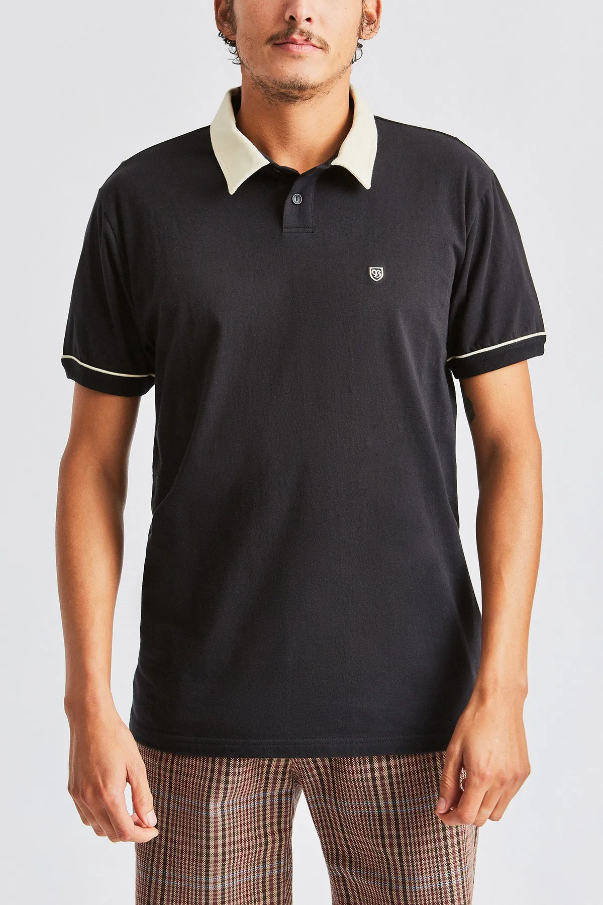 Carlos S/S Polo Knit - Black/Dove