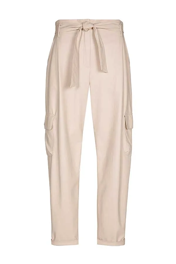 Caroline Biss GREIGE FAUX LEATHER BAGGY TROUSERS