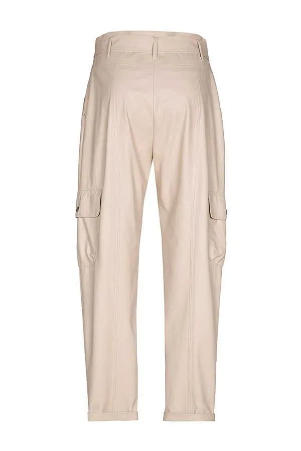 Caroline Biss GREIGE FAUX LEATHER BAGGY TROUSERS