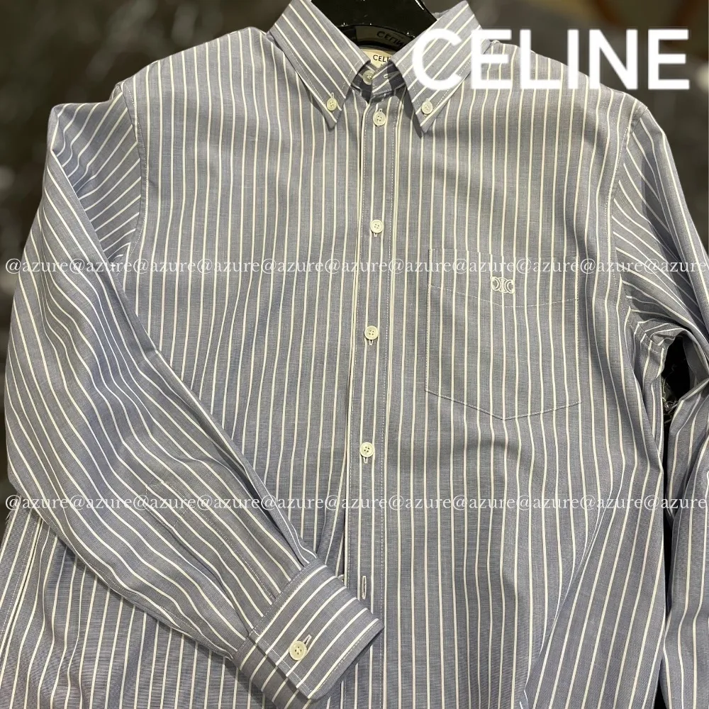 CELINE  |cambridge shirt in striped chambray cotton