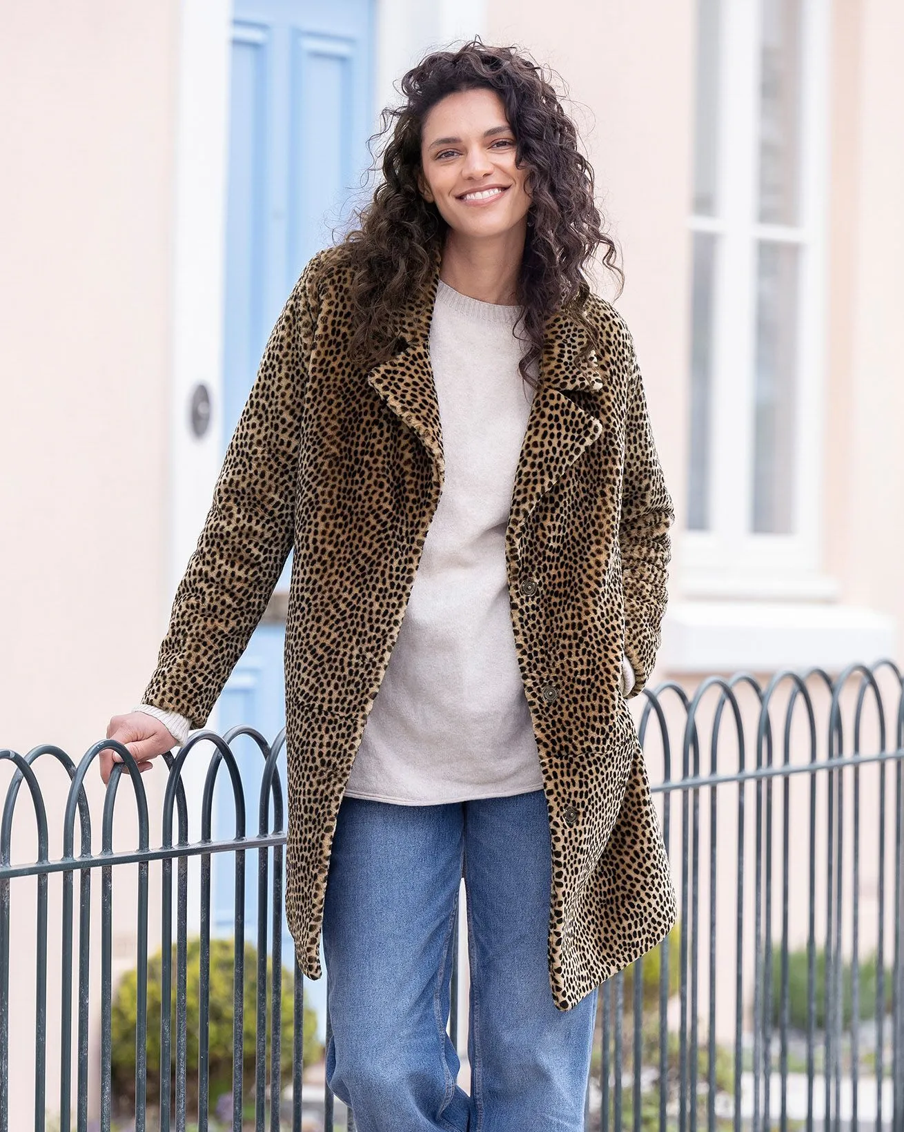 Animal Print Sheepskin Coat