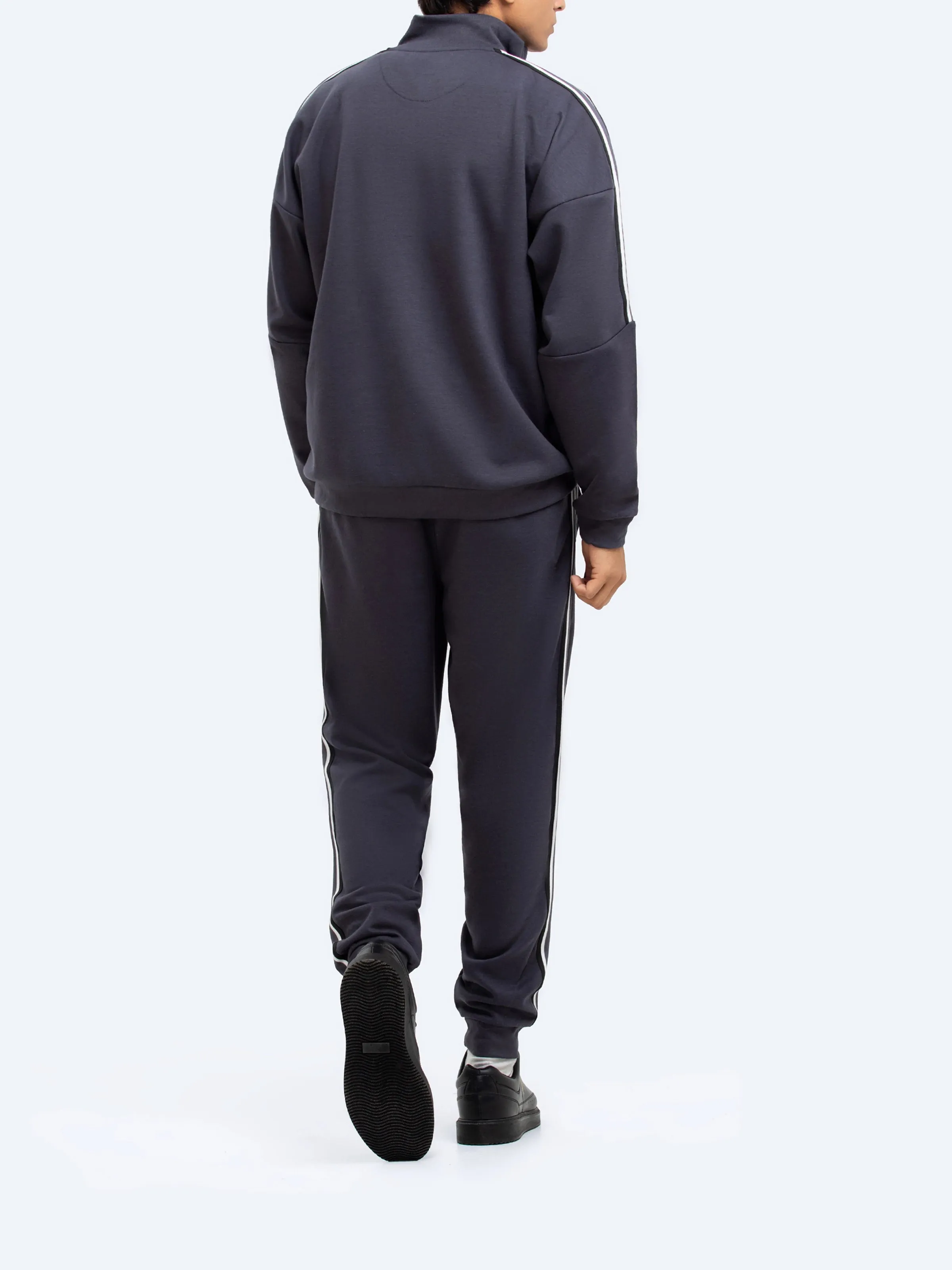 Charcoal Mock Neck Zipper Sweatshirt | Tracksuit - FMTTKS24-012