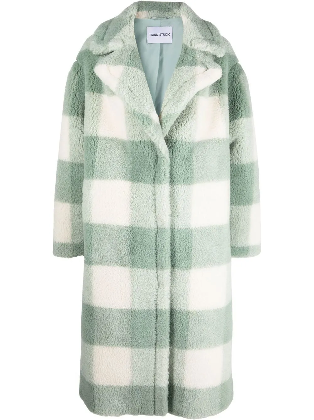 Checkered Single-Breasted Teddy Coat on Sale - White Check