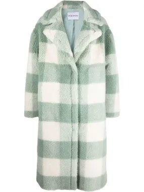 Checkered Single-Breasted Teddy Coat on Sale - White Check