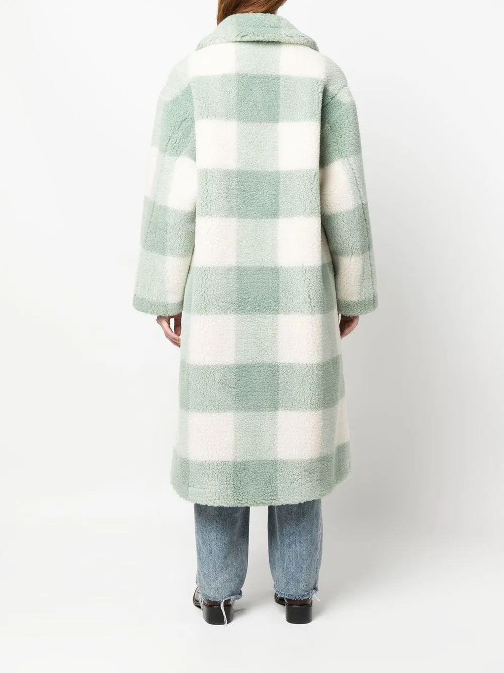 Checkered Single-Breasted Teddy Coat on Sale - White Check