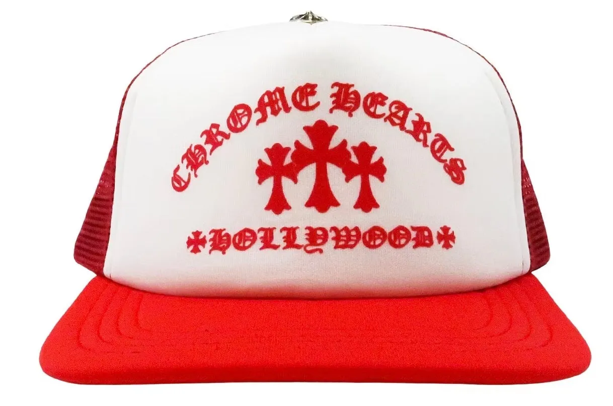 Red and White Trucker Hat by CHROME HEARTS