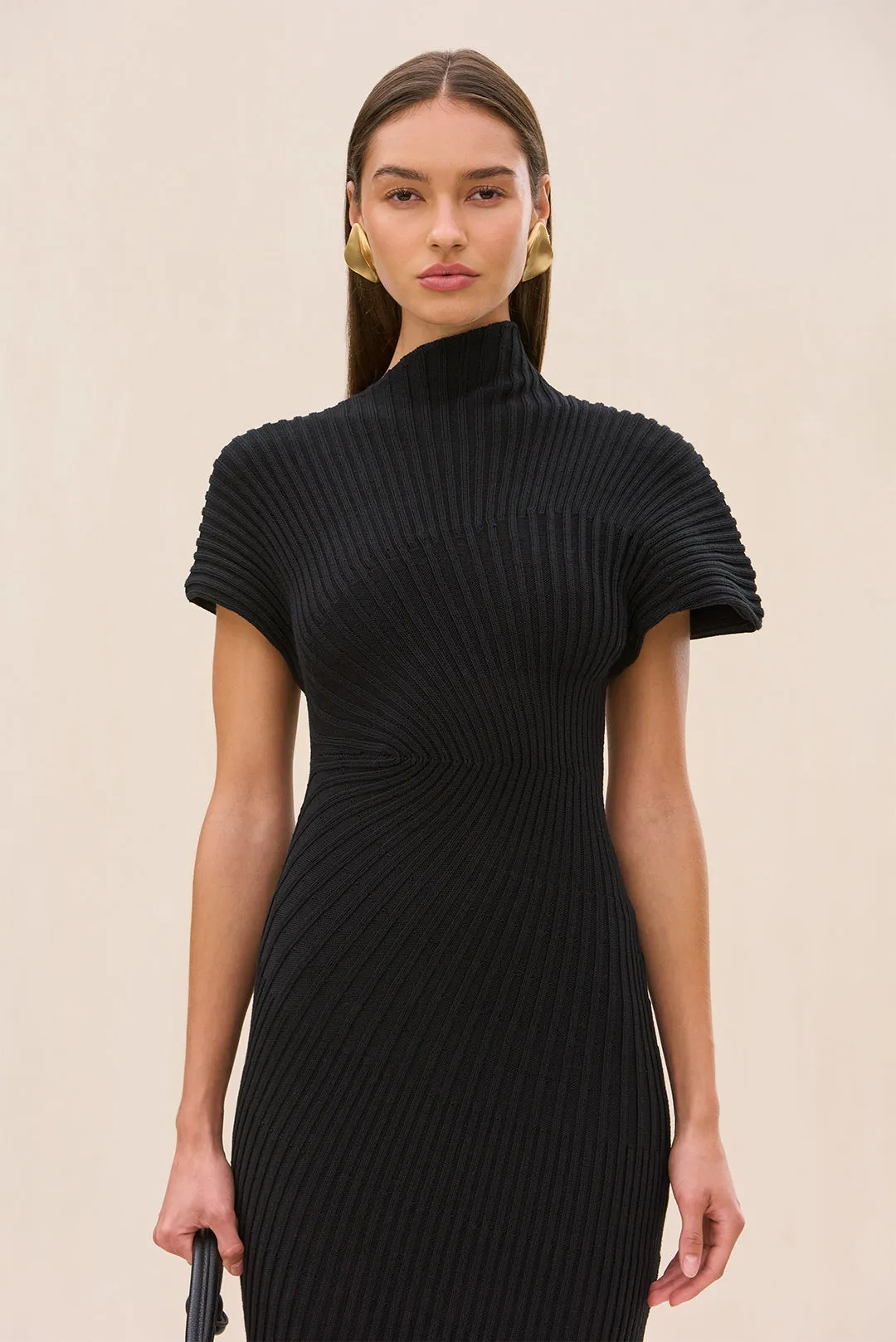 CHRYSTA KNIT DRESS - BLACK