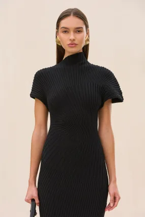 CHRYSTA KNIT DRESS - BLACK