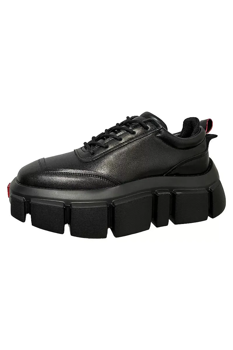 Chunky Black Lace-Up Dad Shoes