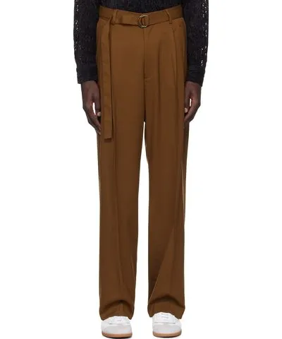 CMMN SWDN Brown Omari Double Pleated Trousers