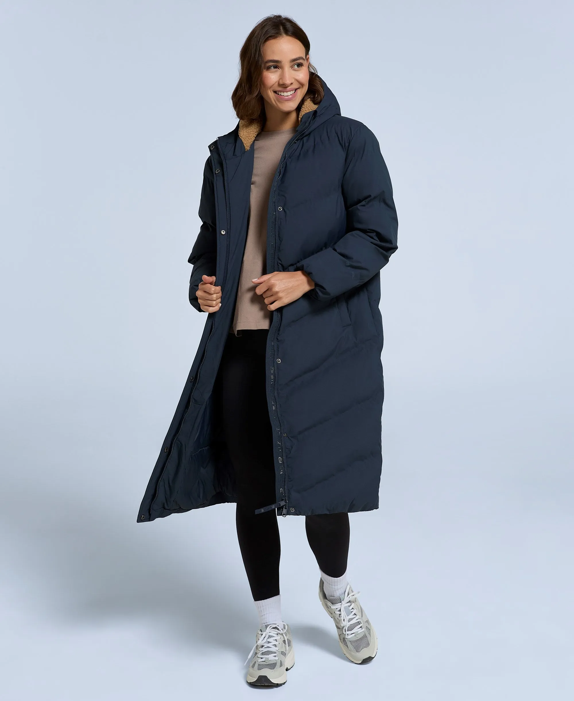 Cocoon Womens Borg Lined Padded Coat - Navy