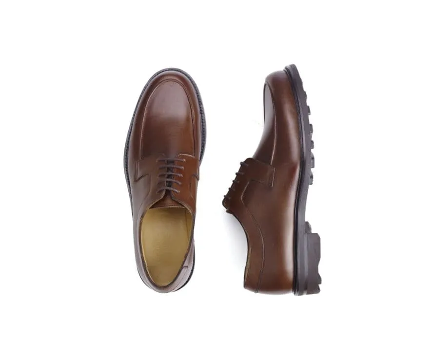 Cognac Derby Shoes - Rubber outsole - HUDSON GOMME COUNTRY