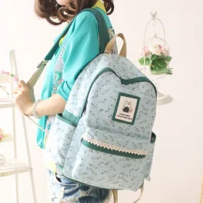 College Backpacks With Fresh Floral Pastoral Leaf Design