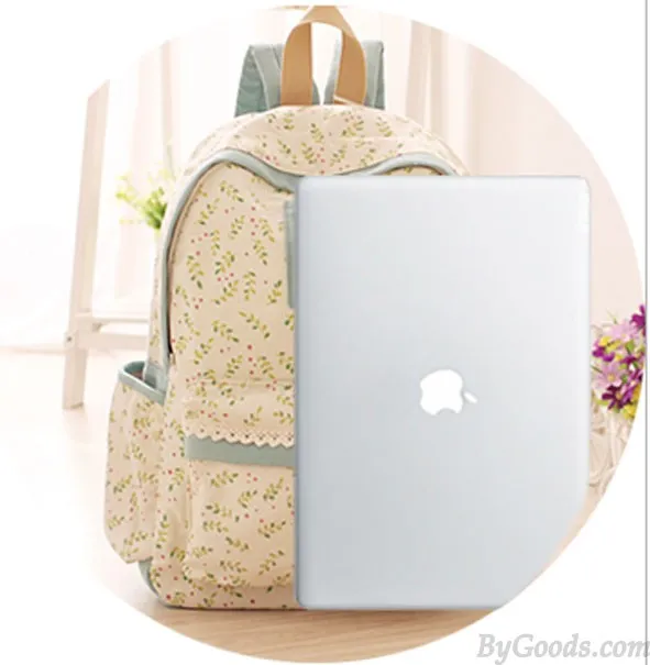 College Backpacks With Fresh Floral Pastoral Leaf Design