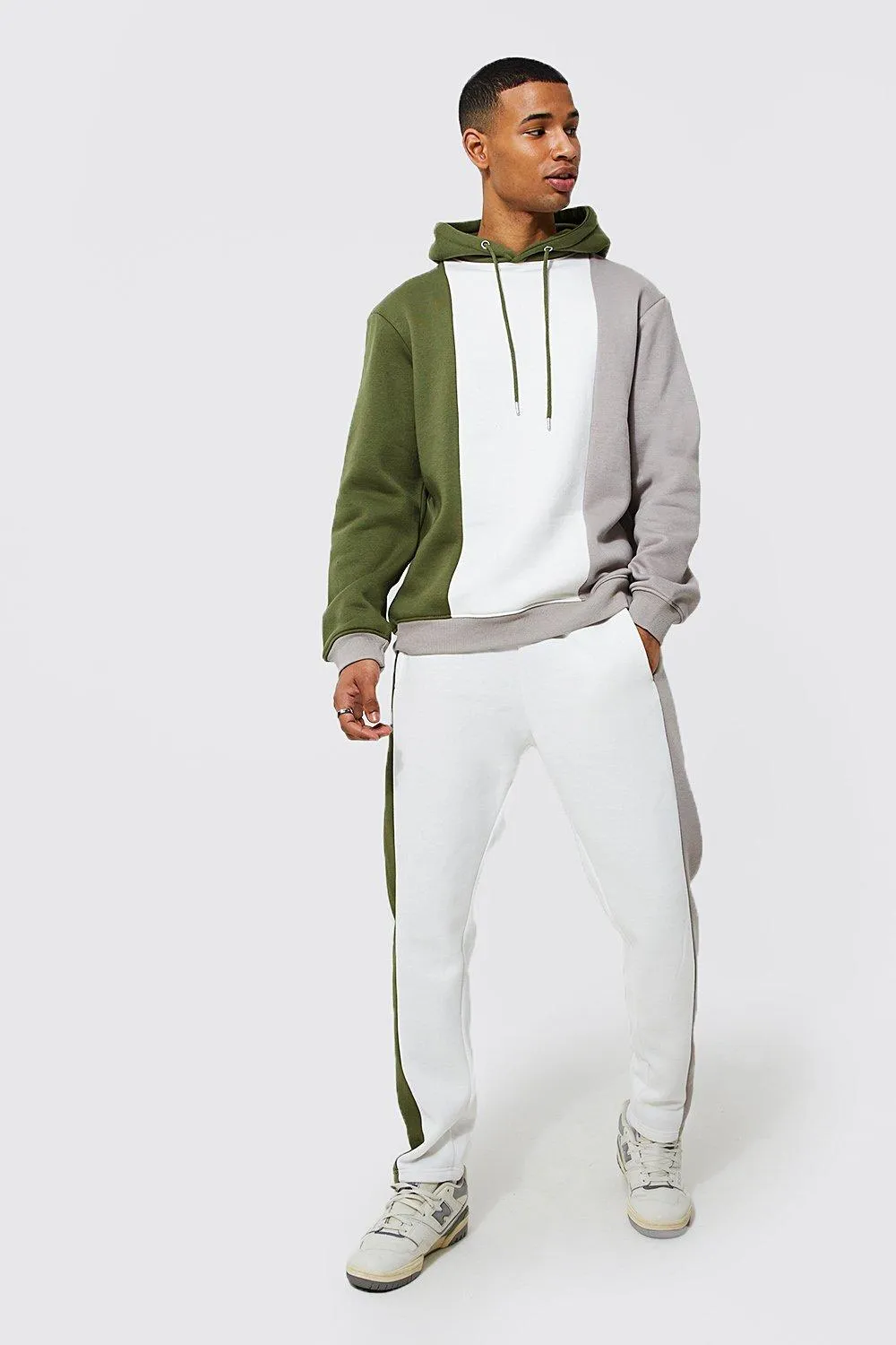 Colour Block Hooded Tracksuit | boohooMAN UK