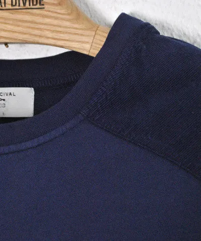 Cord Panel Sweatshirt Navy